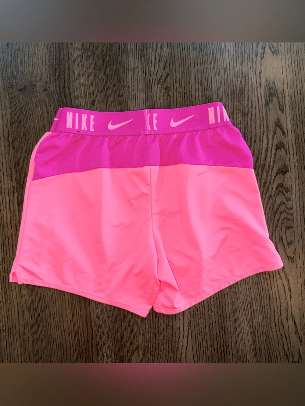 Girls Youth Medium Nike Bright Pink Bike Shorts with Magenta Branded Waistband